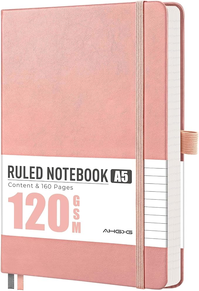 AHGXG Lined Journal Notebook, 160 Numbered Pages, A5 Size (5.7'' x 8.3'')