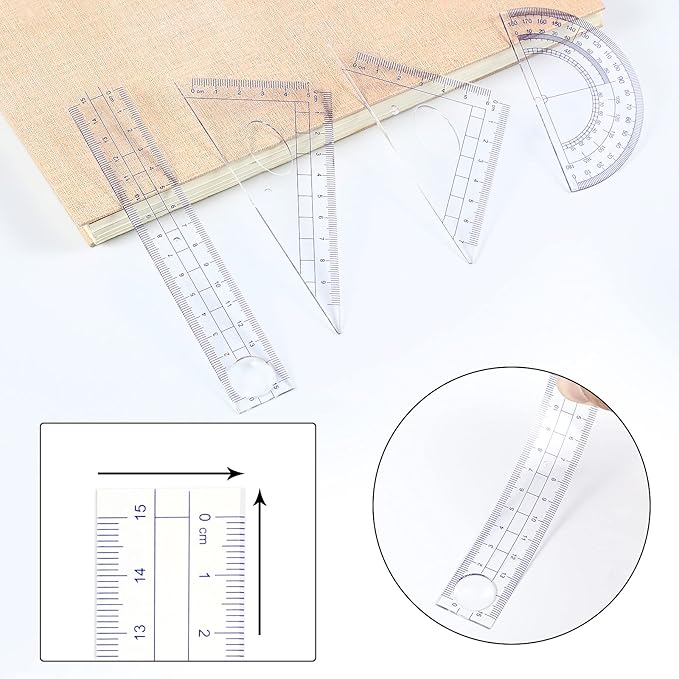 Outus 13 Pcs Geometry Set for Students Math Protractor Compass with Rulers Mechanical Pencil Lead Refills Storage Box of Protractors Kit for School Class Student Drafting Drawing