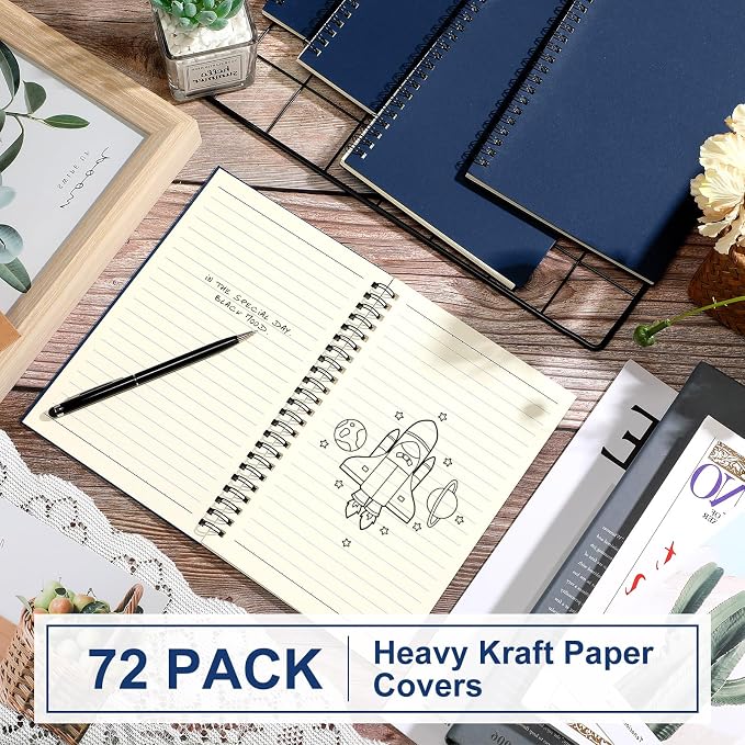 Yahenda 72 Pcs Spiral Notebook Bulk A5 Journal Lined 8.3'' x 5.5'' Writing Composition Paper Small Notepad Subject Notebook for Students Office Business Back to School Supplies (Deep Blue)