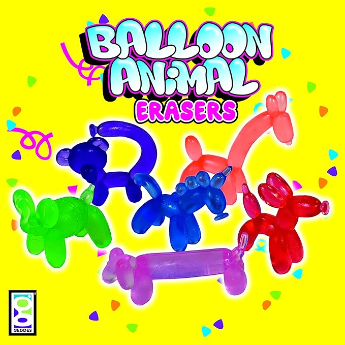 Raymond Geddes Balloon Eraser Animals Tub of 24, (71633) (Pack of 12)