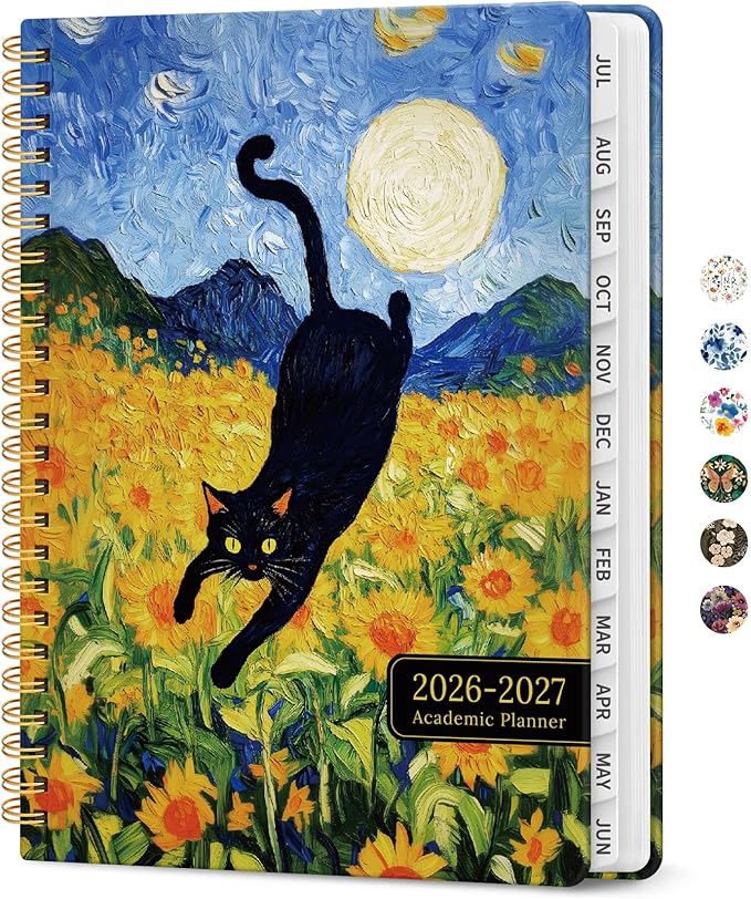 Planner 2026-2027, Academic Year Monthly and Weekly Calendar Planner, Jul 2026 - Jun 2027, Hardcover Teacher Student Planning Agenda book with Tabs, Perfect for School Office Supplies, 8.5" x 11" - Midnight Stroll