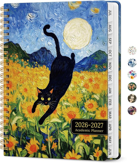 Planner 2026-2027, Academic Year Monthly and Weekly Calendar Planner, Jul 2026 - Jun 2027, Hardcover Teacher Student Planning Agenda book with Tabs, Perfect for School Office Supplies, 8.5" x 11" - Midnight Stroll