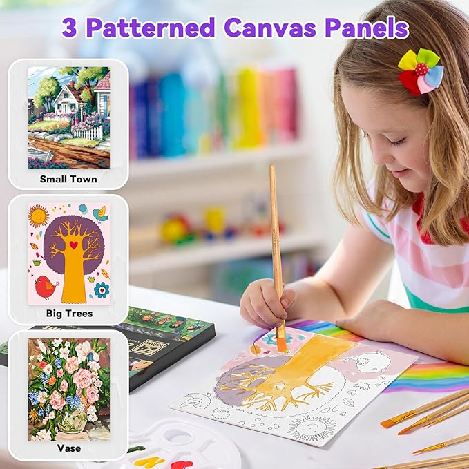 39 PCS Paint Set, Painting Kit with 24 Acrylic Paints, 8 Brushes, Art Supplies Set for Kids Adults