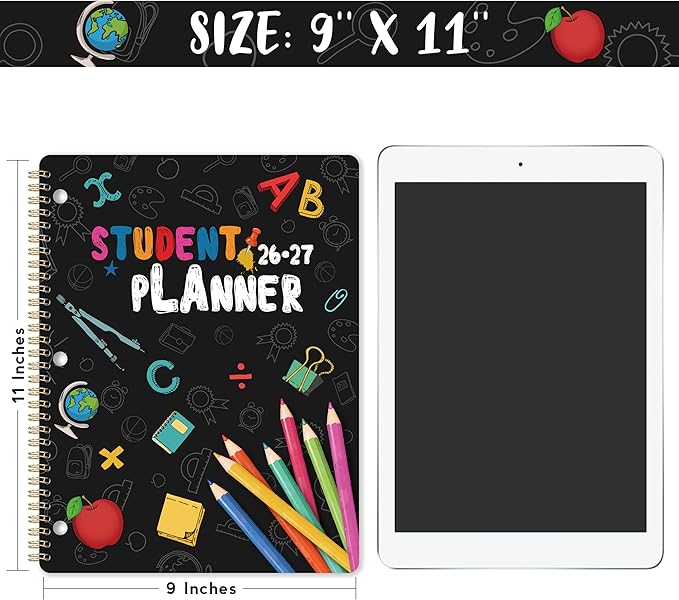 Student Planner 2026-2027 - School Planner 2026-2027, July 2026- June 2027, 8.5" x 11", Monthly and Weekly School Calendar with Colorful Tabs, Stickers and 3-Hole Punched, Academic Planners