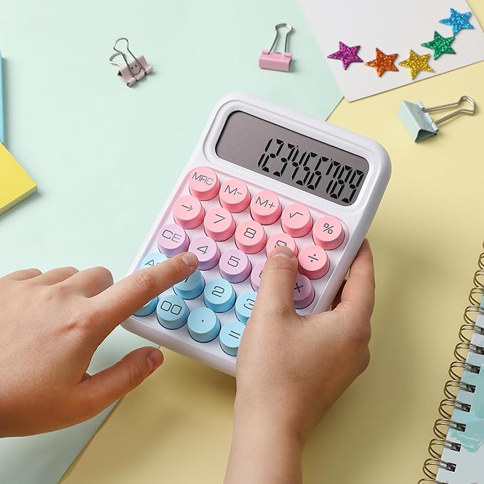 Mr. Pen- Mechanical Switch Calculator, 12 Digit Large LCD Display, Colorful with Big Buttons, Mechanical Switch Calculator for Home, School, Office