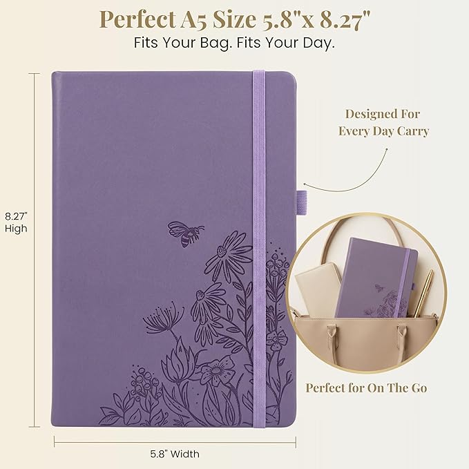 VIVID SCRIBBLES A5 Dotted Notebook with 160gsm Bleed-Proof Paper - Perfect for Bullet Journaling and Creative Planning - 200 Numbered Dot Grid Pages in Lavender