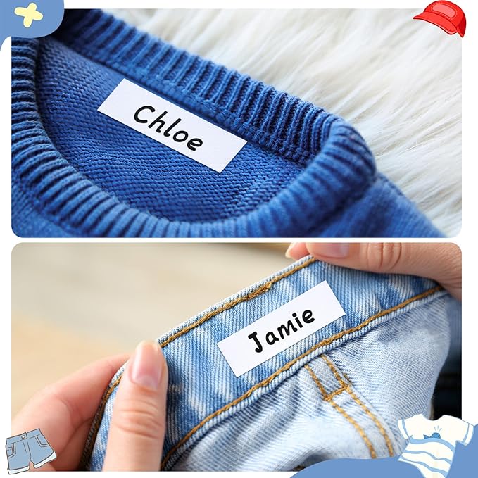 Tatuo 1000 Pieces Iron on Name Tags for Clothing, Clothing Labels for Nursing Home, Name Fabric Labels Tags with Permanent Marker for Nursing Home College Camp Day Care Uniforms