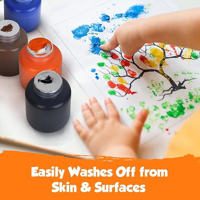 EXTRIC Washable Paint for Kids 8 Color, Non-Toxic Tempera Kid Paint 2 oz Bottles, Vibrant Pigments, Easy-Clean Toddler Paints, Kids Painting Set Arts and Crafts Supplies