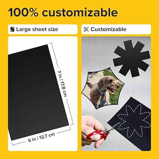 Strong Self-Stick Adhesive Magnetic Sheets 5 Pcs (5x7"/13x18cm) – Customizable Magnetic Paper for Photo, Magnet Stickers, Labels, Crafts; for Fridge, Lockers, Whiteboards, Office, Projects