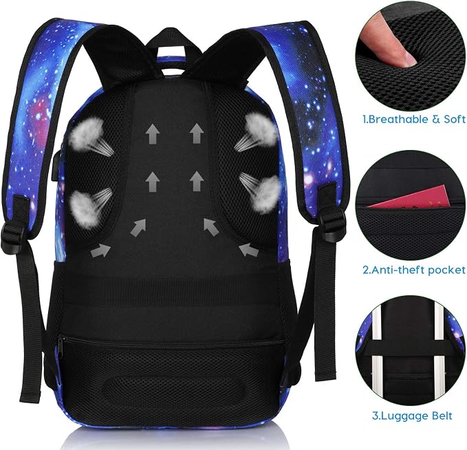 YAMTION School Backpack for Teen Boys,Bookbag for High School College Backpack with USB,Star
