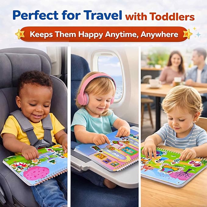 QUOKKA Jelly Sticker Books for Toddlers 1-3, 10 Fairy Tale Themes Unicorn Princess Mermaid, 40+ Large Thick Reusable Stickers, Waterproof Washable Toddler Activity Busy Book, Travel Toy