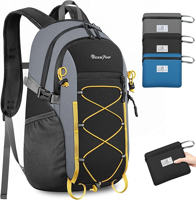 Seektop Packable Waterproof Hiking Backpack, 20L Lightweight Daypack | Tear-Resistant Nylon Material, Multi-Compartment Storage, Ultralight Small Foldable Travel Hiking Daypack for Men & Women