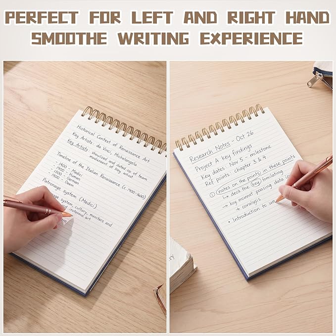 Resurhang 3 Pack Top Spiral Notebook 7"x10" Hardcover Steno Pads 240 Pages(120 Sheet) college Ruled Waterproof Cover Notepad Left hand Notebooks for Work School Office (Blue,Green,Gray)