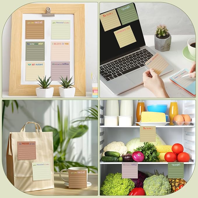 Yinder 48 Pcs Inspirational Sticky Notes Cute Motivational Sticky Notes Pad End of Year Employee Appreciation Gifts Bulk for Teacher Nurse Coworkers Office Supplies 3 x 3'' (Appreciation,Boho)