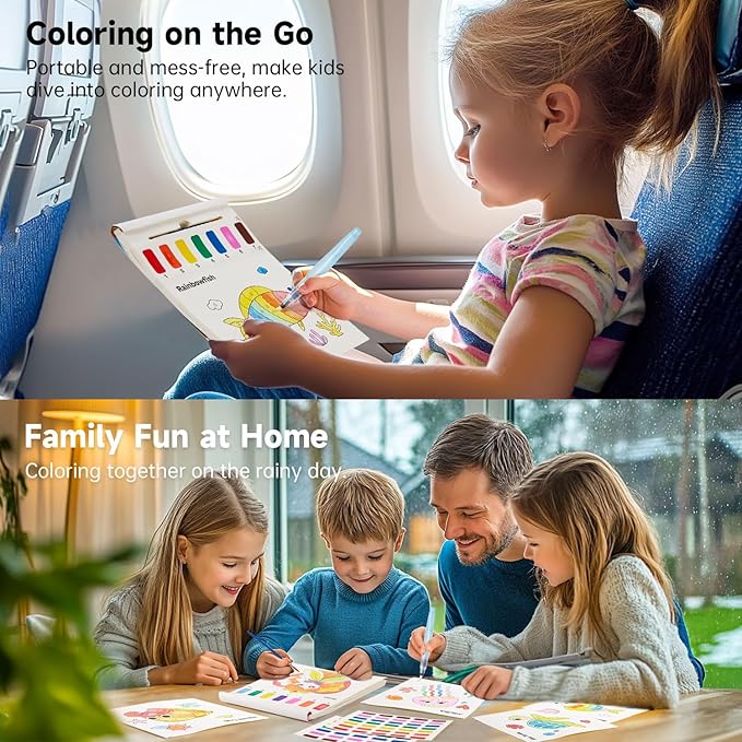Shuttle Art Paint with Water Coloring Book for Kids, 25 Sea World Themed Pages with 2 Brushes, Mess-Free Watercolor Paint Set, Travel-Friendly Art Craft Gift for Toddlers, Birthday Christmas Gift