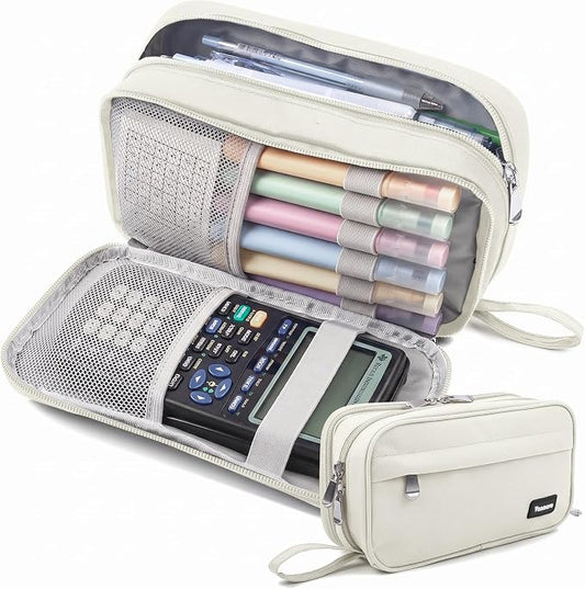 Pencil Case Big Capacity Pen Pouch Large Storage Holder Marker Pen Bag Durable 3 Compartment School Office Desk Organizer Portable Cute Zipper Stationery for Kids Teen Student Boys Girls Adults