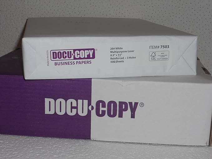 7503 Reinforced Premium Multipurpose Copy Paper 20lb 8.5" x 11" 3 Holes 1 Ream/500 Sheets