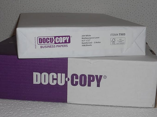 7503 Reinforced Premium Multipurpose Copy Paper 20lb 8.5" x 11" 3 Holes 1 Ream/500 Sheets
