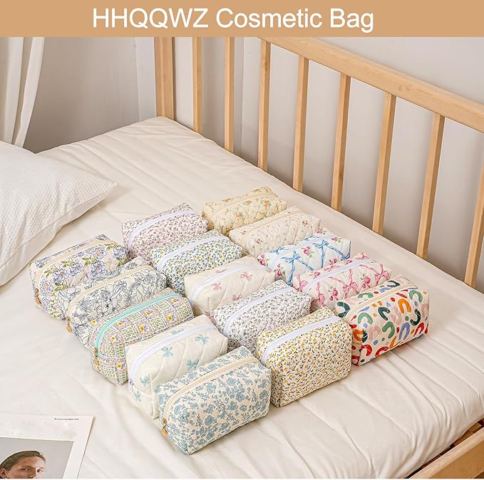 Makeup Bag Travel Cosmetic Bag for Women, Zipper Make Up Pouch, Floral Flowers Toiletry Organizer, Portable Storage Bag, Cosmetic Travel Cloth Bag (Pink+Navy Blue Flower)