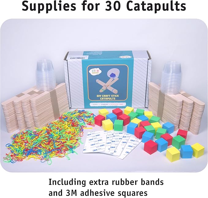 Catapult Kit, 30-Pack – Build 30 Mini Catapults, Complete STEM Project Kit for Classrooms and Groups, Ages 8+