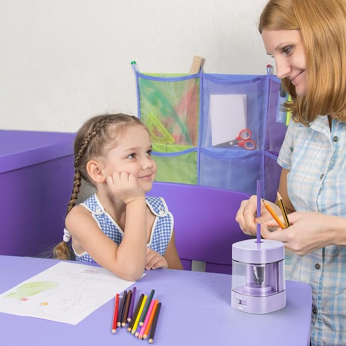 Deli Electric Pencil Sharpener, Automatic Pencil Sharpeners, Purple
