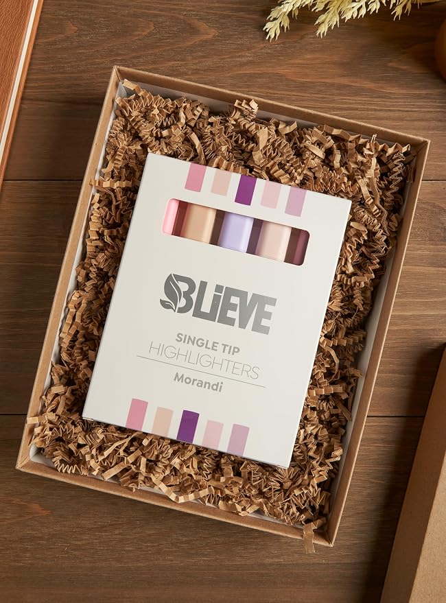 BLIEVE Bible Highlighters No Bleed Through, Chisel Tip, 5 Pack | No Smear, Quick-Dry, Aesthetic Cute Pastel Colors For Bible & Journaling (Morandi Edition)