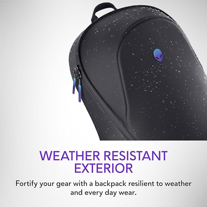 Alienware 16 Backpack - AW5625P - 21L Capacity, 3D Breathable mesh, Magnetic pocket organizers, RFID safe pocket, Weather resistant, 3D Iridescent reflective Alienware logo - Alienware Black