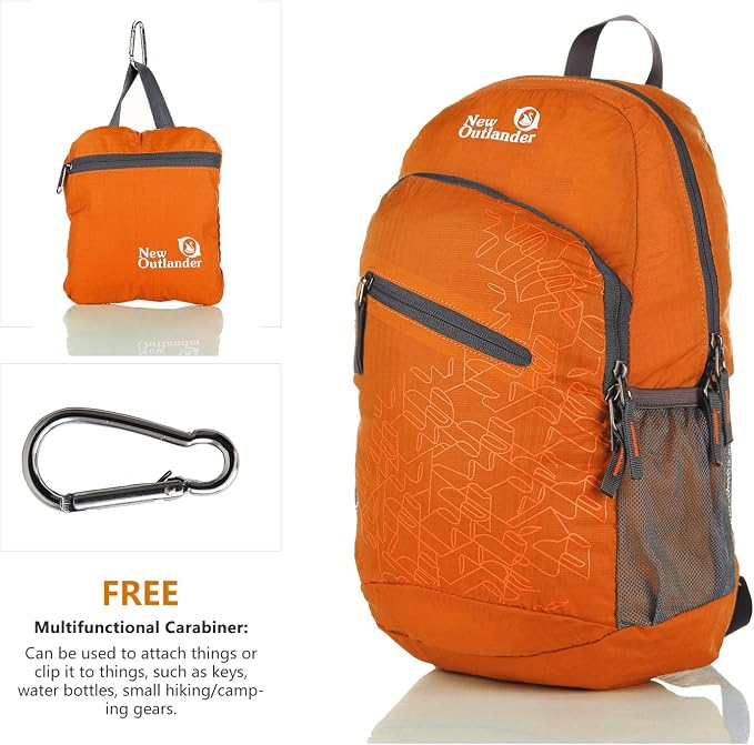 Outlander Packable Handy Lightweight Travel Hiking Backpack Daypack-Orange