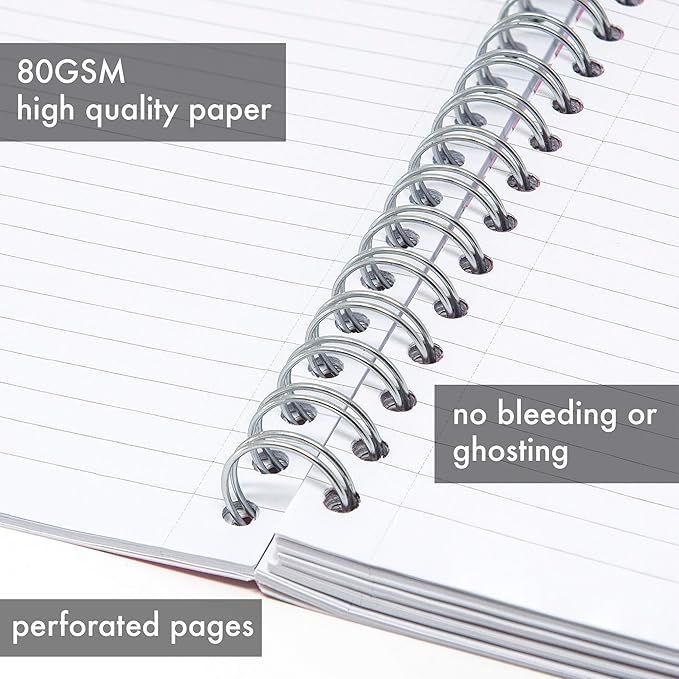 Pukka Pad 5 Subject Spiral Notebook 3-Pack - 200 Pages, 100 Sheets of 80GSM Paper with Repositionable Dividers & Perforated Edges for School & Office Planning & Organization - B5-7 X 10, Pastel