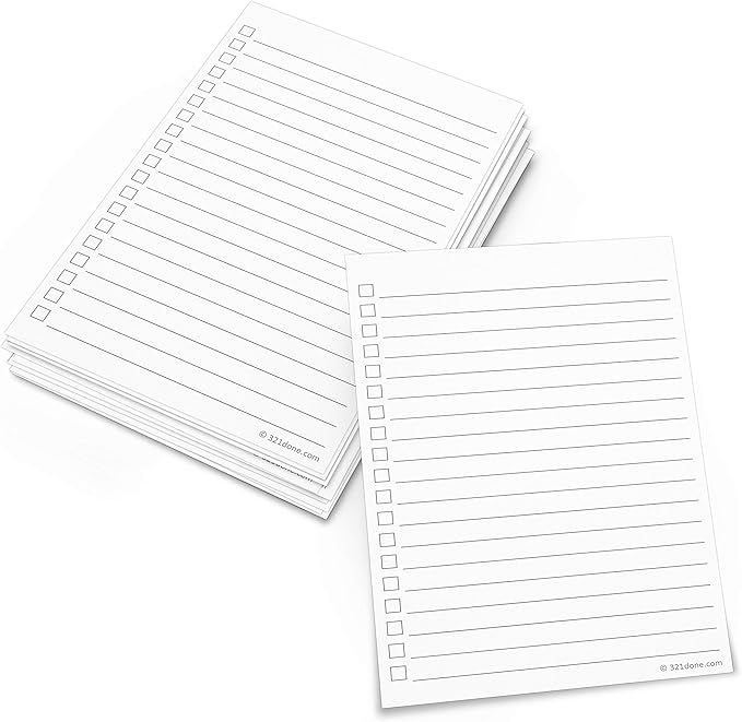321Done Checklist Cards Large 4x6 – Made in USA – Pack of 50 - Index Cards, Double-Sided Notecards with Checkboxes for To Do List Checkboxes – Grocery Task Lists – Premium Thick Card Stock Plain White
