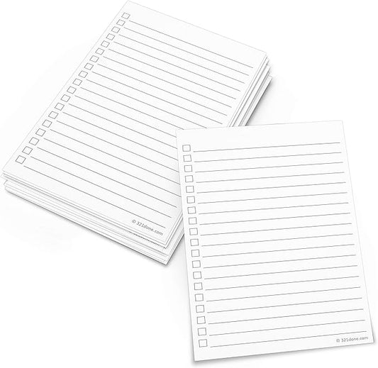 321Done Checklist Cards Large 4x6 – Made in USA – Pack of 50 - Index Cards, Double-Sided Notecards with Checkboxes for To Do List Checkboxes – Grocery Task Lists – Premium Thick Card Stock Plain White