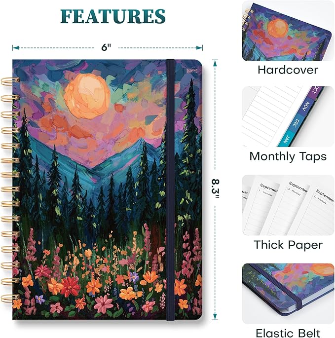 Planner 2026-2027 Monthly and Weekly Academic Planner July 2026 - June 2027, Hardcover Calendar 2026-2027 Agenda Daily Planner for Student Teacher School Office Supplies, 6" x 8.3", Wild Mountain