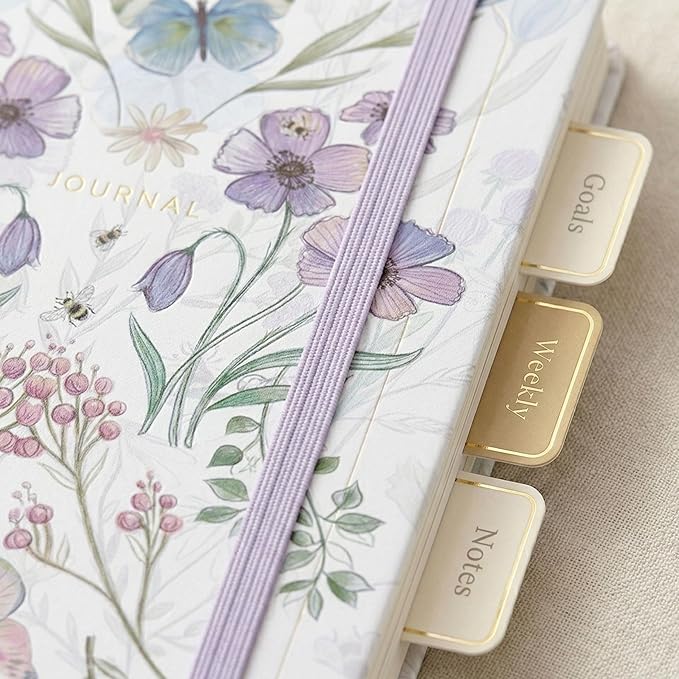 VIVID SCRIBBLES A5 Dotted Notebook with 160gsm Bleed-Proof Paper - Perfect for Bullet Journaling and Creative Planning - 200 Numbered Dot Grid Pages in Cream Floral