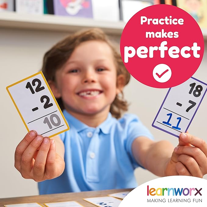Subtraction Flash Cards 1st Grade 2nd 3rd 4th – 183 Math Flashcards – All Facts 0-12 - Learn Subtraction for Kids - Maths Flashcards from Kindergarten to Ages 6, 7, 8, 9 & 10