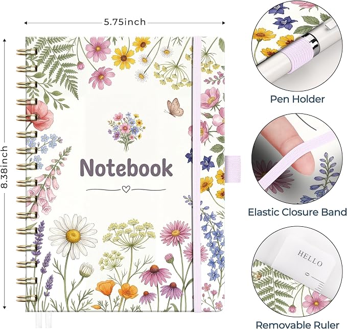 AHGXG Spiral Journal Notebook, 160 Lined Pages, A5 Size (5.7'' x 8.3'')