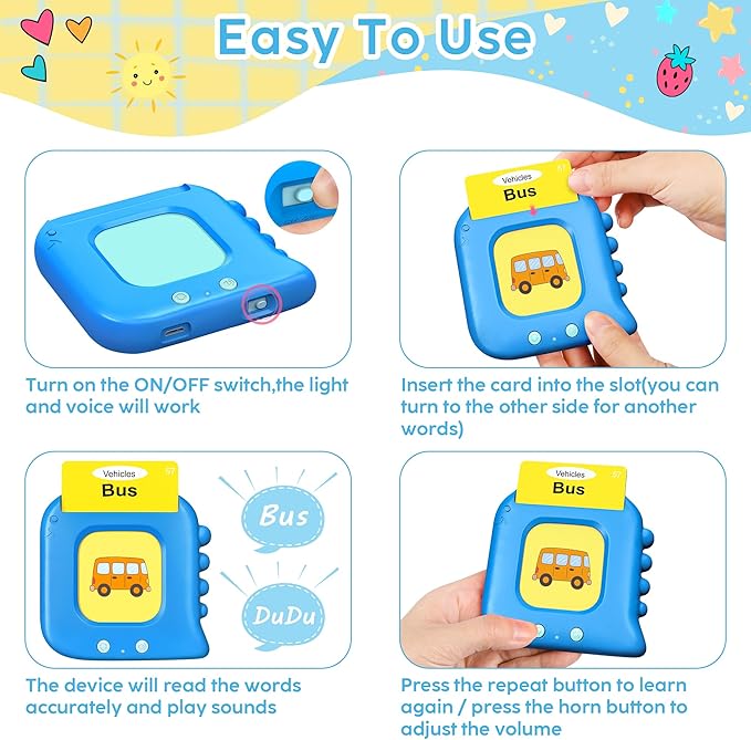 Talking Flash Cards,Kids Toddler Flash Cards with 240 Sight Words,Montessori Toys,Autism Sensory Toys,Speech Therapy,Learning Educational Gifts for Age 1 2 3 4 5 Years Old Boys and Girls