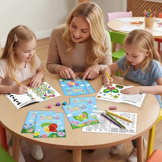 JAPBOR Spring Butterfly Activity Coloring Books - Mini Springtime Activities Color Book Bulk for Kids Party Favors, Butterflies Flowers Small Colour Pages for Easter Gifts Class Drawing Painting Games
