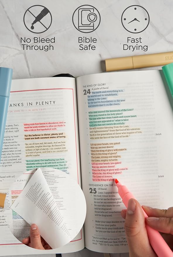 BLIEVE Bible Highlighters No Bleed Through, Chisel Tip, 5 Pack | No Smear, Quick-Dry, Aesthetic Cute Pastel Colors For Bible & Journaling (Vintage Edition)