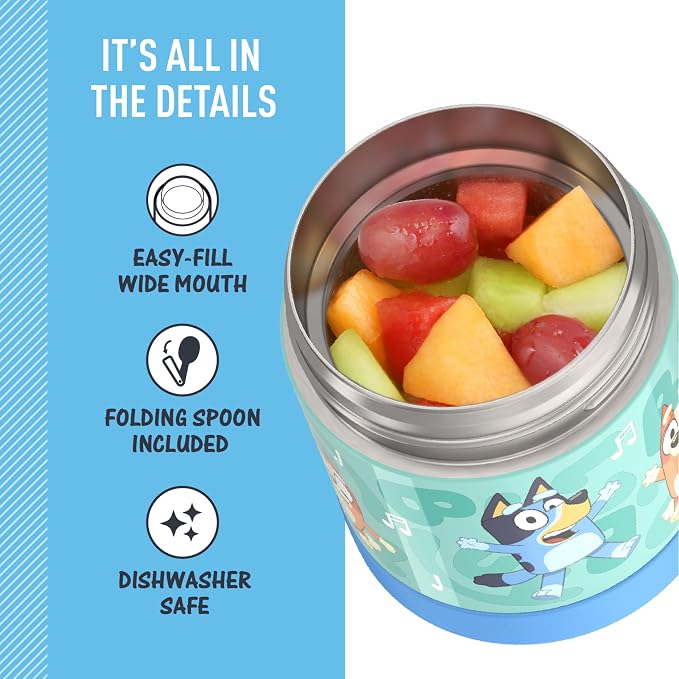 THERMOS FUNTAINER Kids Food Jar with Spoon, 10oz, Bluey (Pack of 6)