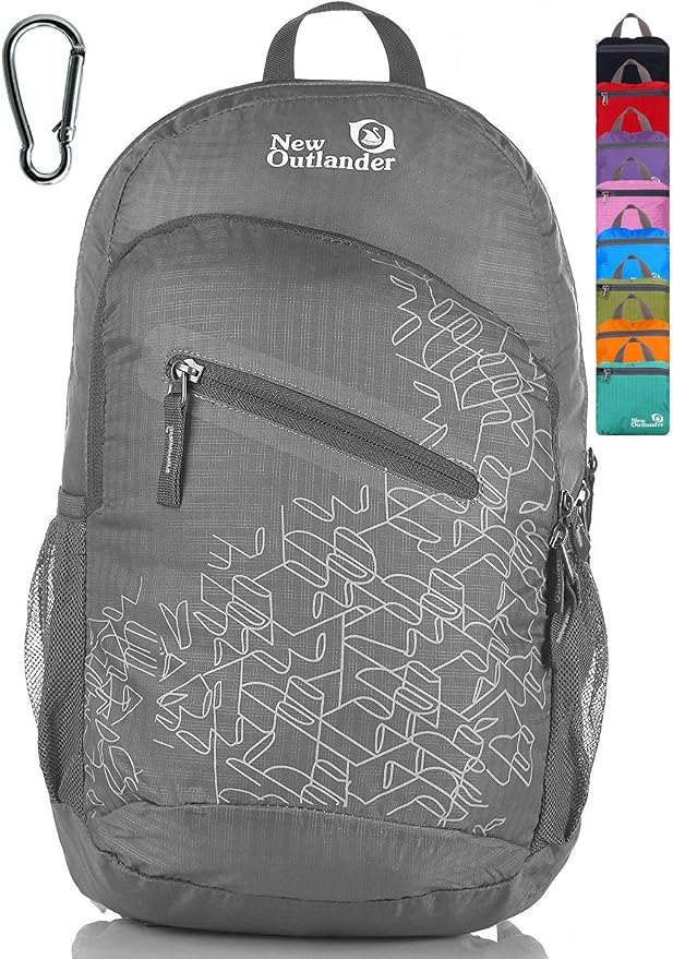 Outlander Packable Handy Lightweight Travel Hiking Backpack Daypack, Grey