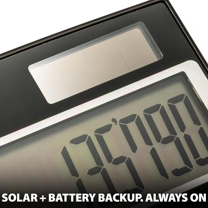 Victor 1180-3A 12-Digit Standard Function Calculator, Battery and Solar Hybrid Powered Adjustable Angle LCD Display, Great For Home and Office Desks, Black