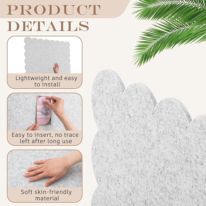Mooliwe Scalloped Felt Bulletin Board Foldable Pin Cork Board Alternative for Wall, 3' x 2' Trifold Picture Vision Self Adhesive Bulletin Decorative(Light Gray,18 * 24 Inch)