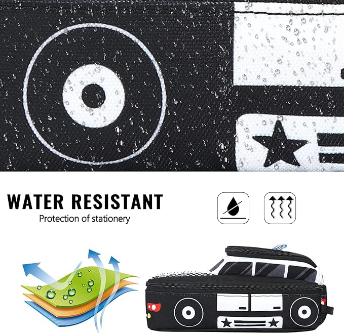 LEDAOU Cute Pencil Case for Kids Girls Boys Pencil Pouch kawaii Pen Pencil Box Bag Holder for School Students (Police Car)