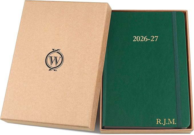 Wykeham's Executive 2026-27 Daily Journal Planner – Customization Available – Mid-Year Academic Diary – July 2026 to June 2027 (Personalized Racing Green, 8.5"×5.5")