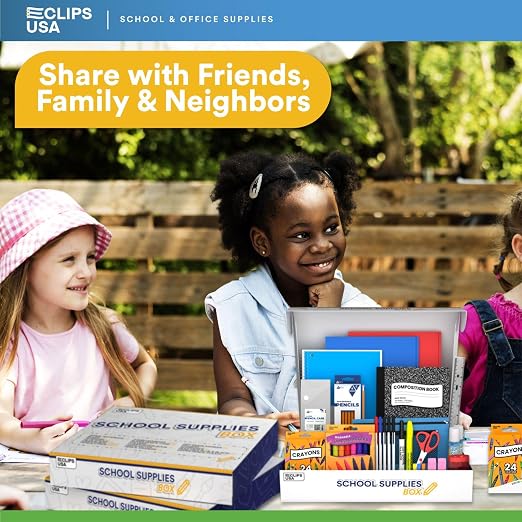 Back to School Supplies Kit 60 Piece, 12 Kits for K-5 Kids Bulk School Supplies Set School Supply Kit