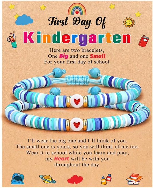 UPROMI First Day of Preschool/Kindergarten/1st Grade/2nd Grade/School Gift, Back to School Bracelet Mommy and Me Dad and Son