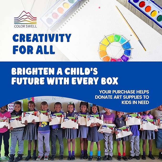 Color Swell Bulk Watercolors Paint Pack with Wood Brushes - 36 Sets with 8 Washable Colors Each - Perfect for Kids, Classrooms, Parties, Students, Donations, Party Favors