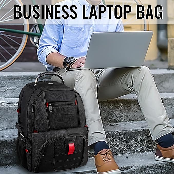 YOREPEK Large Backpack for Men, Extra Large Laptop Backpacks for Men Women, Water Resistant Travel Backpack Airline Approved Business Work Bag Fits 15.6 Inch Computer, Black