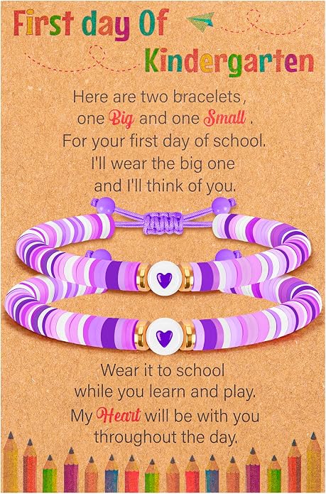 Back to School Supplies, First Day of Kindergarten Bracelet, Back to School Bracelet Mommy and Me, Prek Matching Wish Bracelets Set, Adjustable Bracelet for Boys Girls Gifts Stuff Bulk