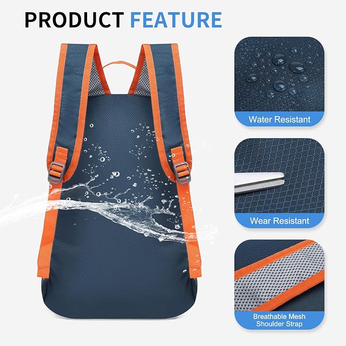 30L Large Hiking Daypack, Foldable Outdoor Backpack, Dark Blue | Packable Daypacks for Men Women, Lightweight Water-Repellent Collapsible Daypack for Commuting Outdoor Sports Camping